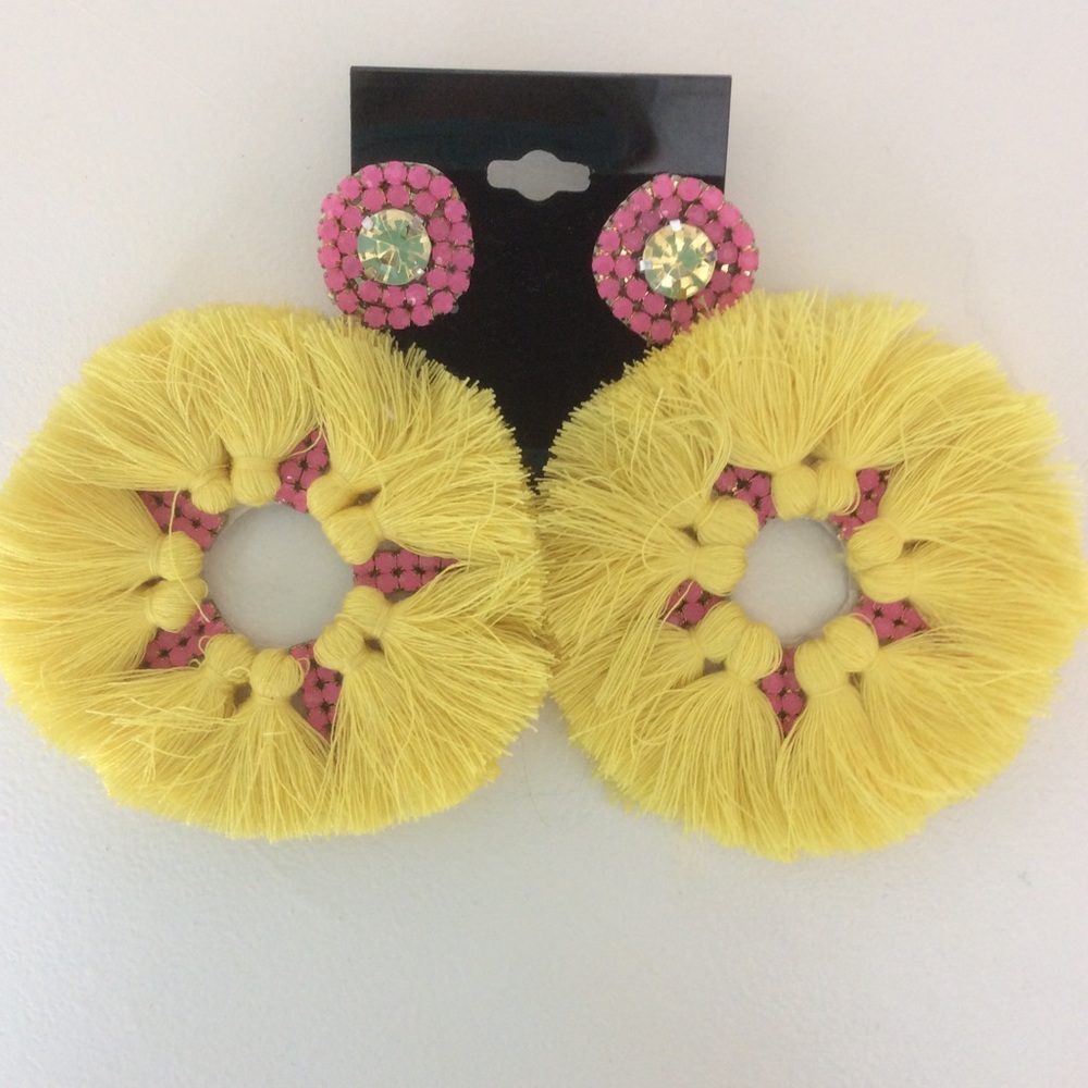 Treasure Jewels Fiesta Earrings In Yellow & Pink